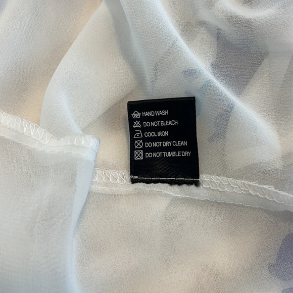 Lulus Paint Me a Picture Ivory Blue Watercolor Floral Garden Wrap Dress Small - Picture 13 of 17